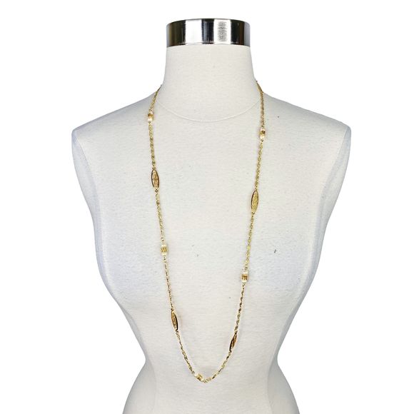 Vintage Monet Golden Pearl Chain Necklace - Picture 2 of 5